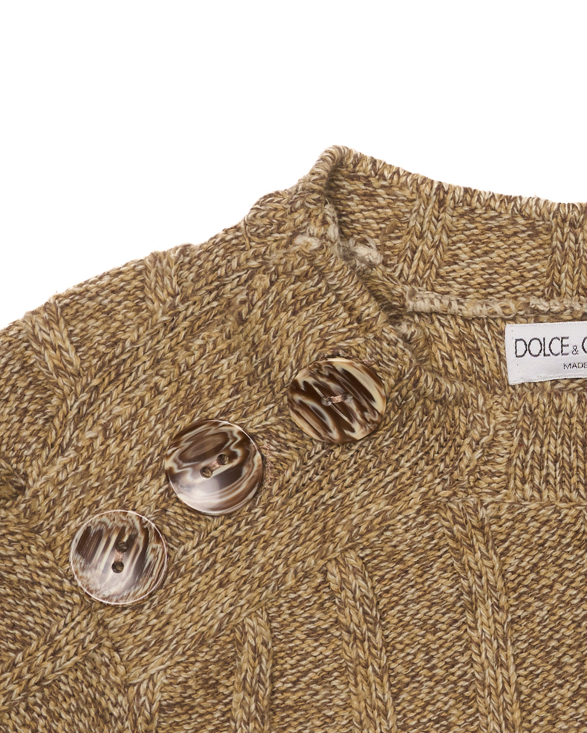 Late 90s Dolce & Gabanna Olive/Khaki Asymmetric Mock-neck Sweater
