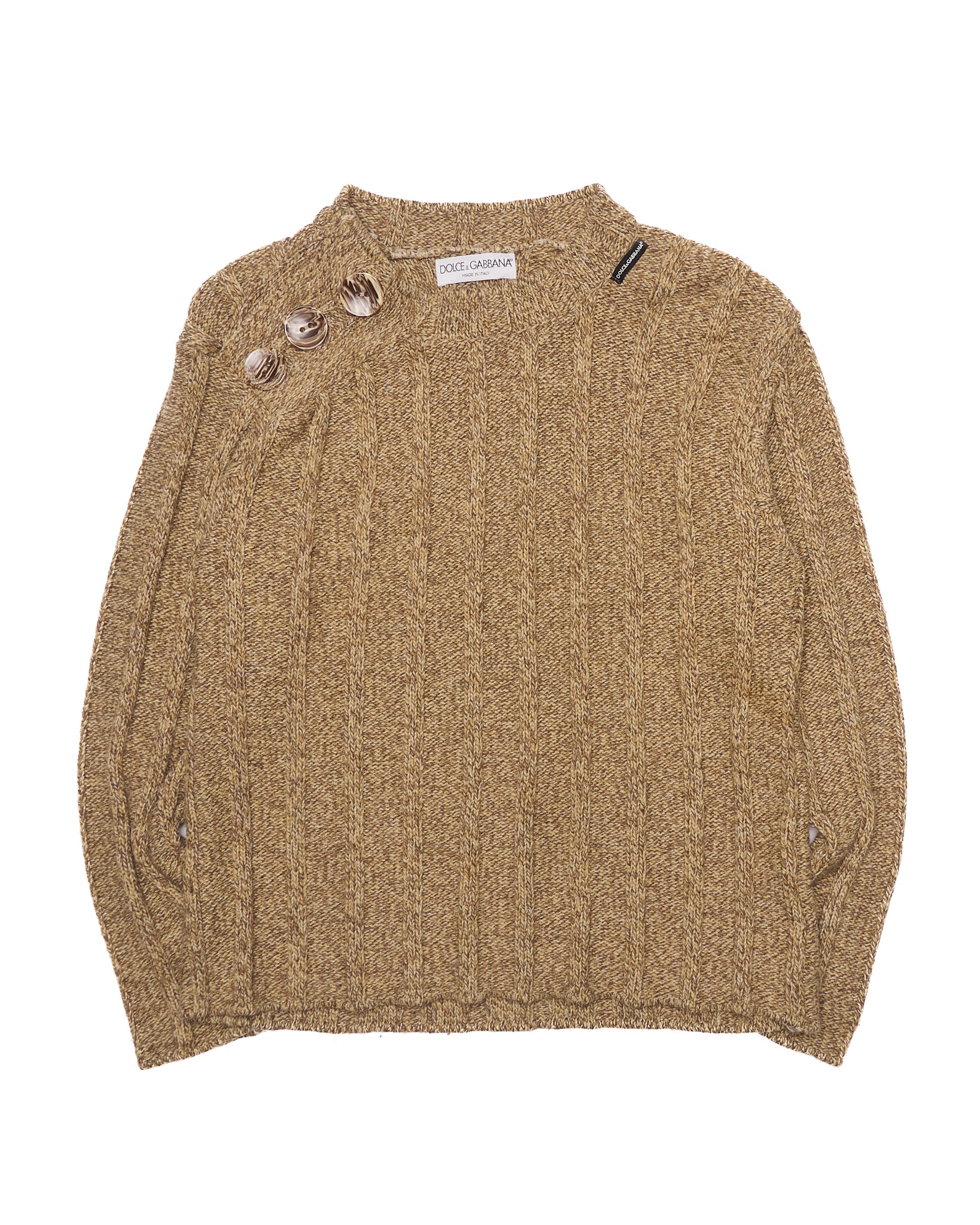 Early 90’s Dolce & Gabbana knit Late 90s Dolce & Gabanna Olive/Khaki Asymmetric Mock-neck Sweater