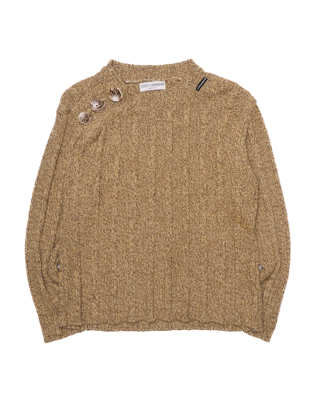 Late 90s Dolce & Gabanna Olive/Khaki Asymmetric Mock-neck Sweater