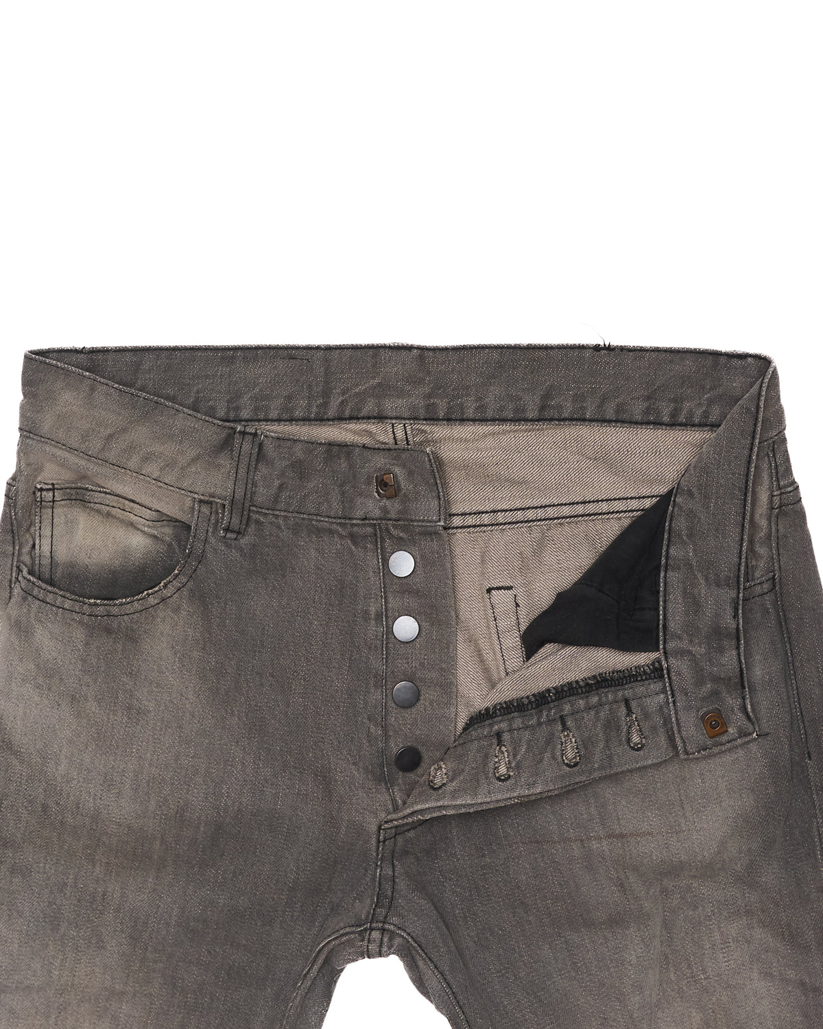 A/W15 BALMAIN Light Gray Biker Denim