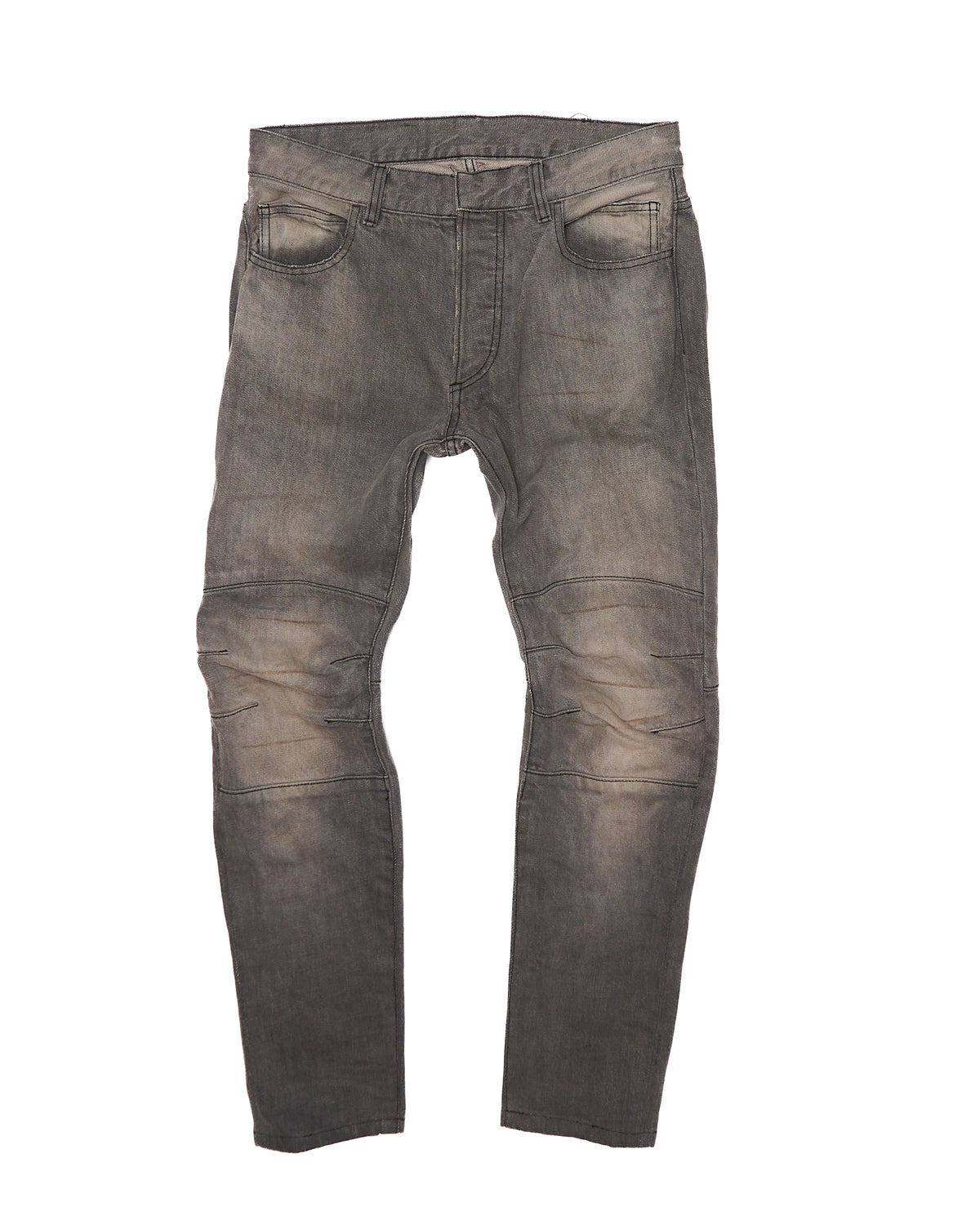 A/W15 BALMAIN Light Gray Biker Denim