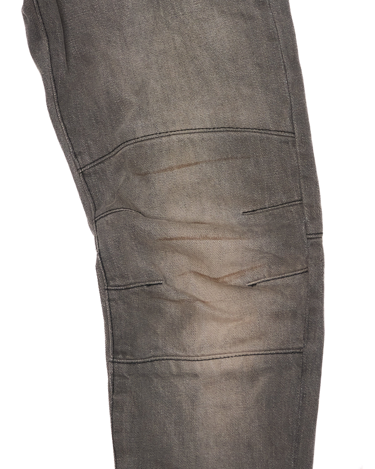A/W15 BALMAIN Light Gray Biker Denim