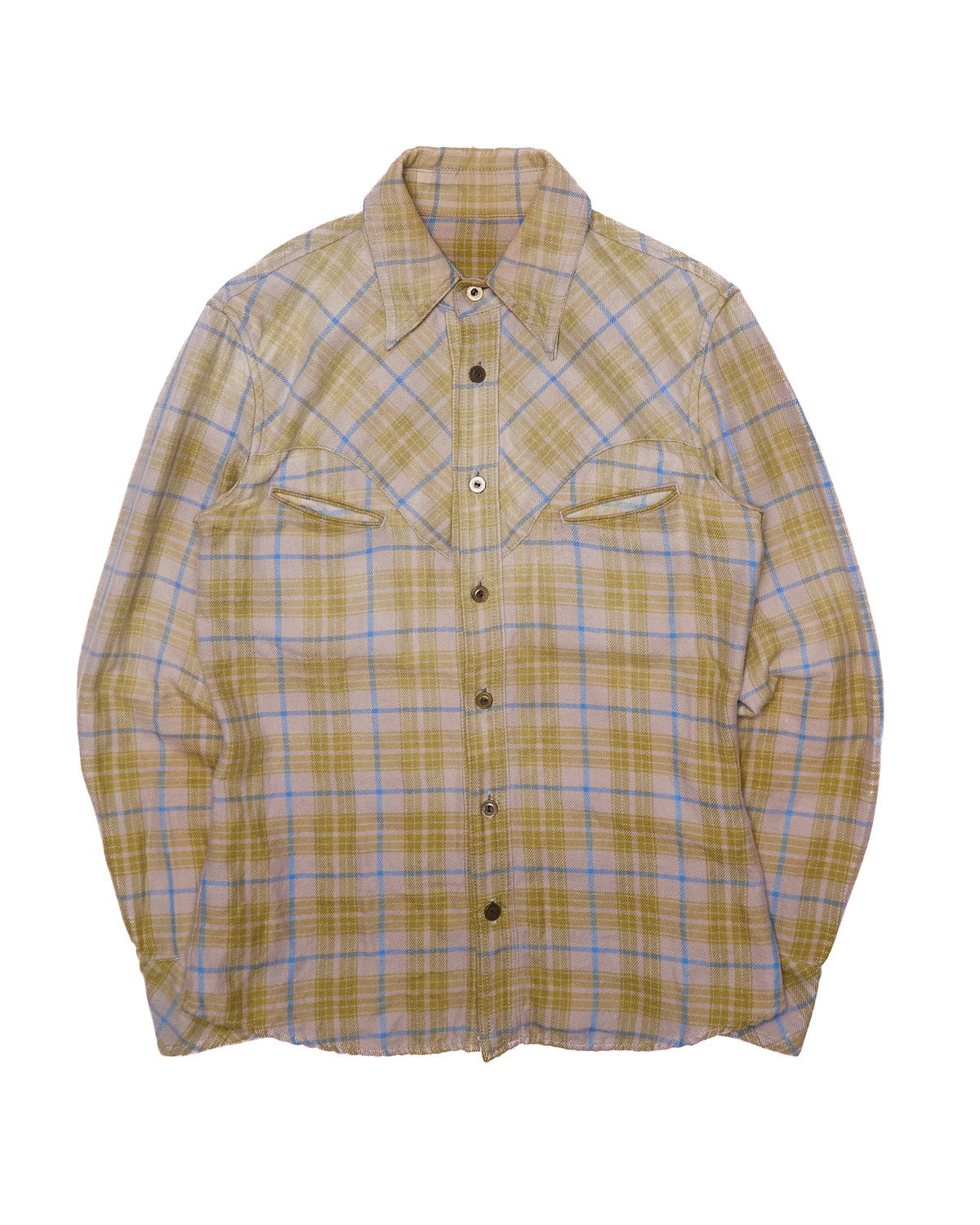 2010s Isamu Katayama "BACKLASH" Chartreuse Flannel Long Sleeve Button Up