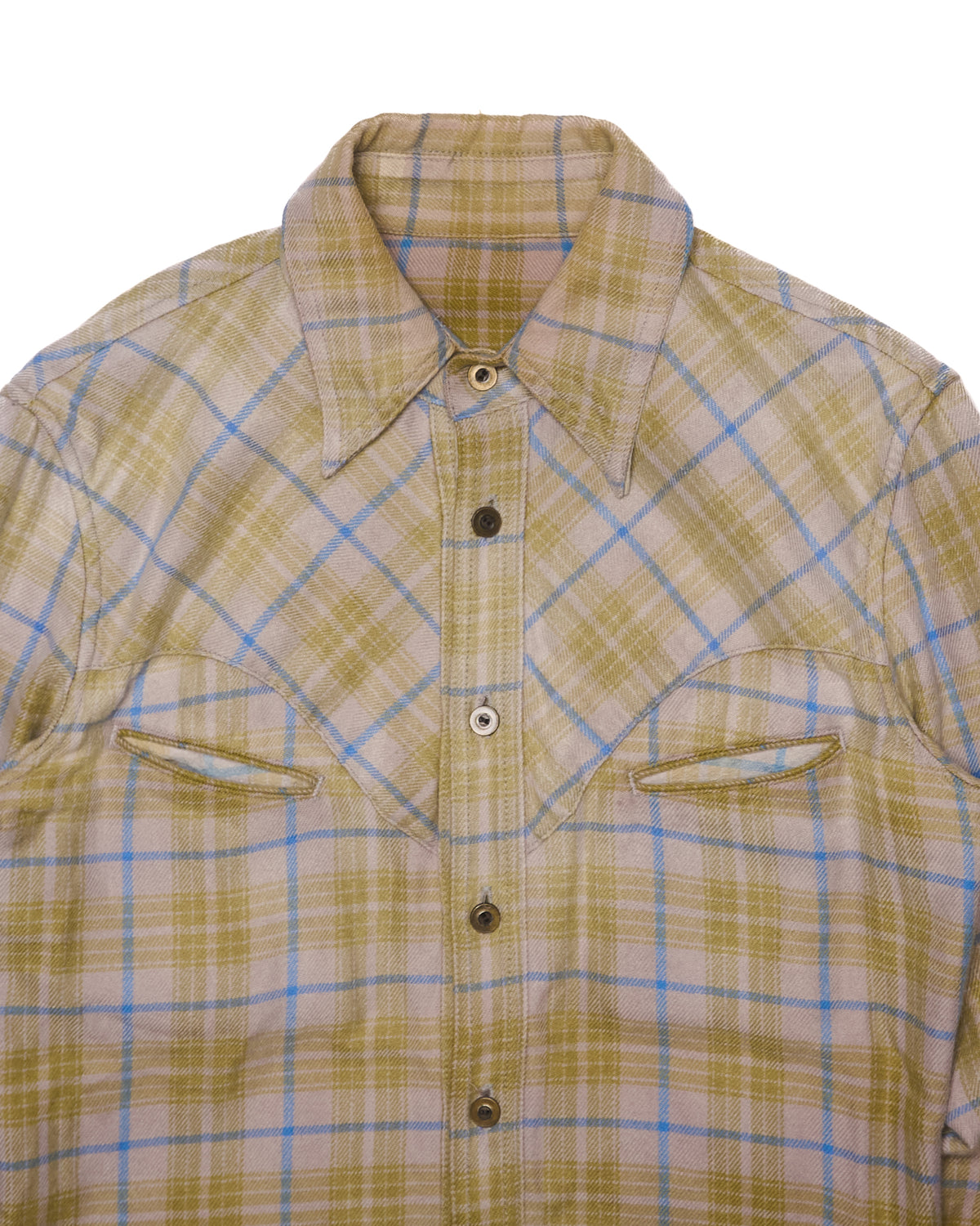 2010s Isamu Katayama "BACKLASH" Chartreuse Flannel Long Sleeve Button Up