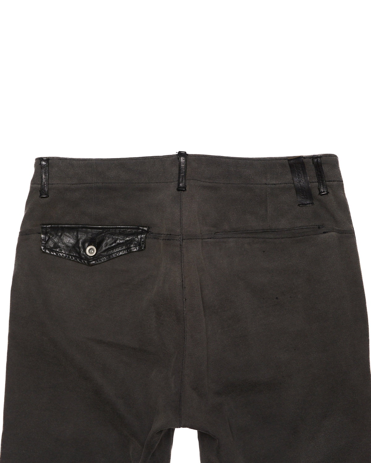 2010s Isamu Katayama "BACKLASH" Grey Cotton Jersey Black Cow Leather Hybrid Slim Denim