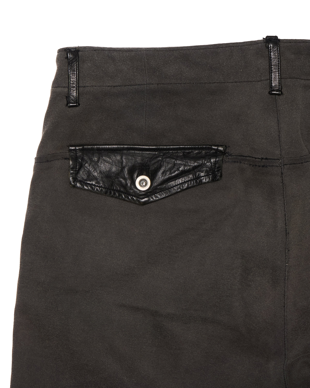 2010s Isamu Katayama "BACKLASH" Grey Cotton Jersey Black Cow Leather Hybrid Slim Denim