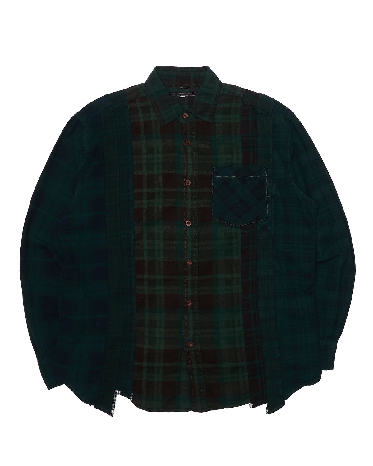 Needles Rebuild “7 Cuts” Burgundy/Green Button-Up Shirt