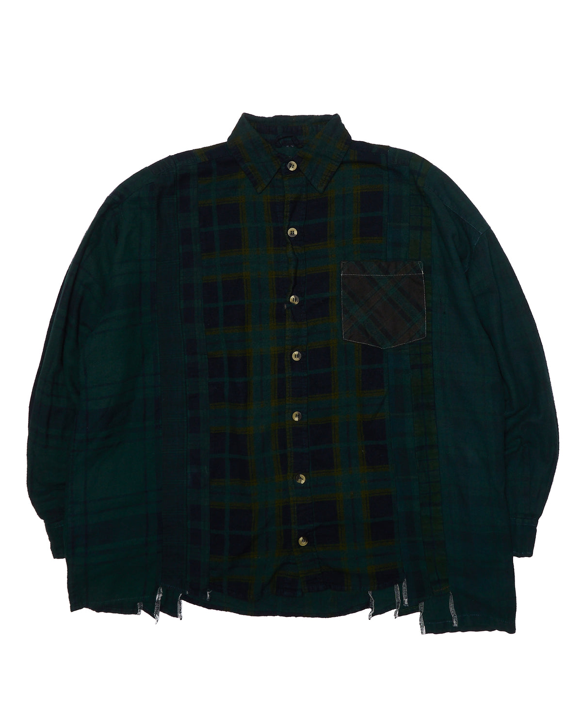 Needles Rebuild “7 Cuts” Green Plaid Button-Up Shirt