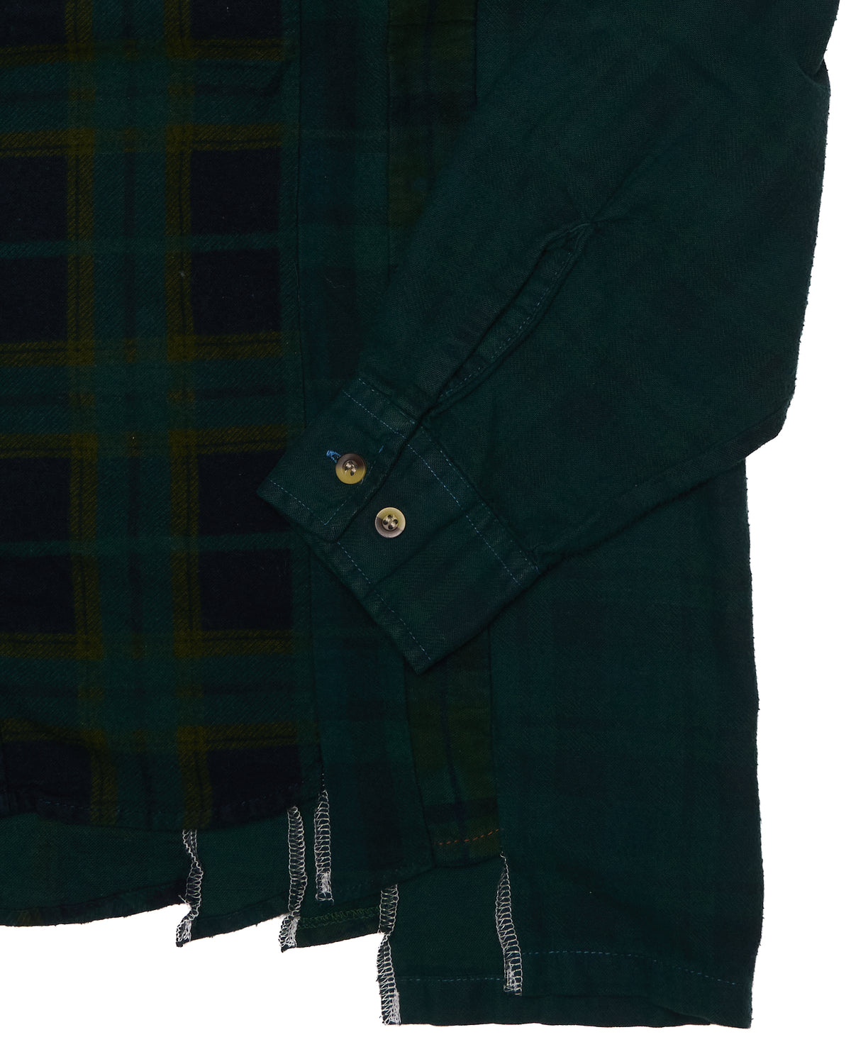 Needles Rebuild “7 Cuts” Green Plaid Button-Up Shirt