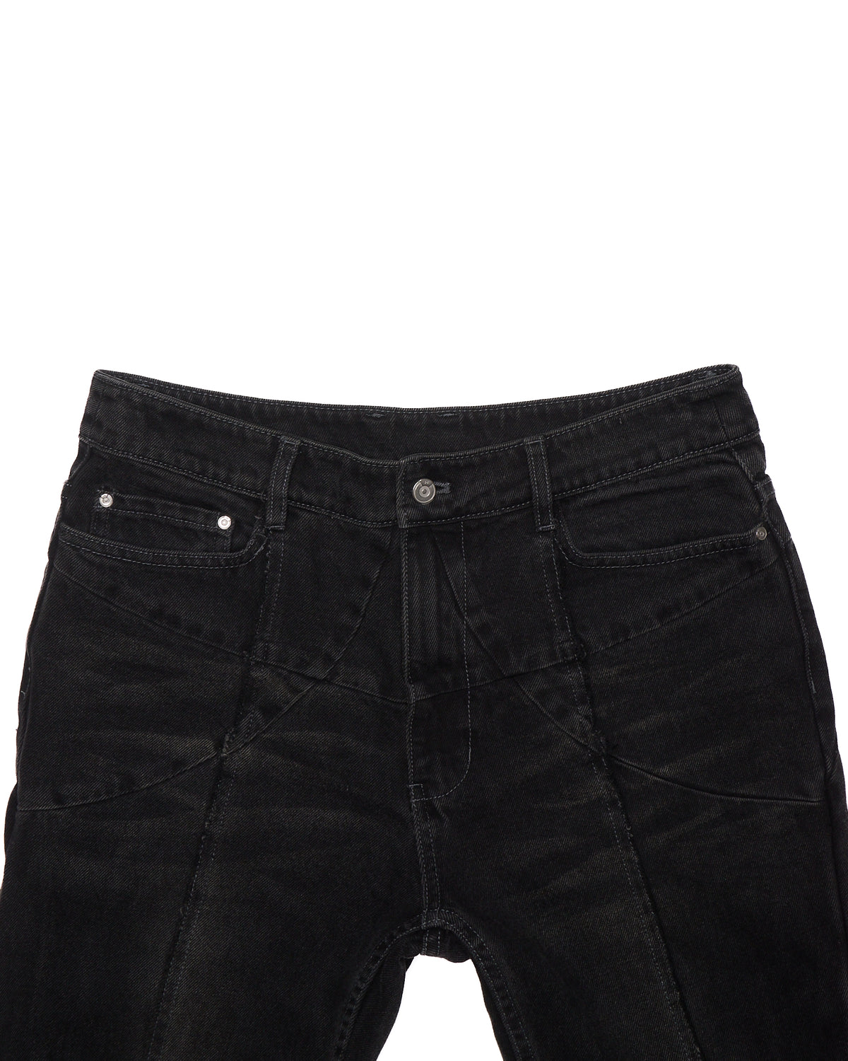 C2H4 Dark Gray Panel Seam Straight Denim