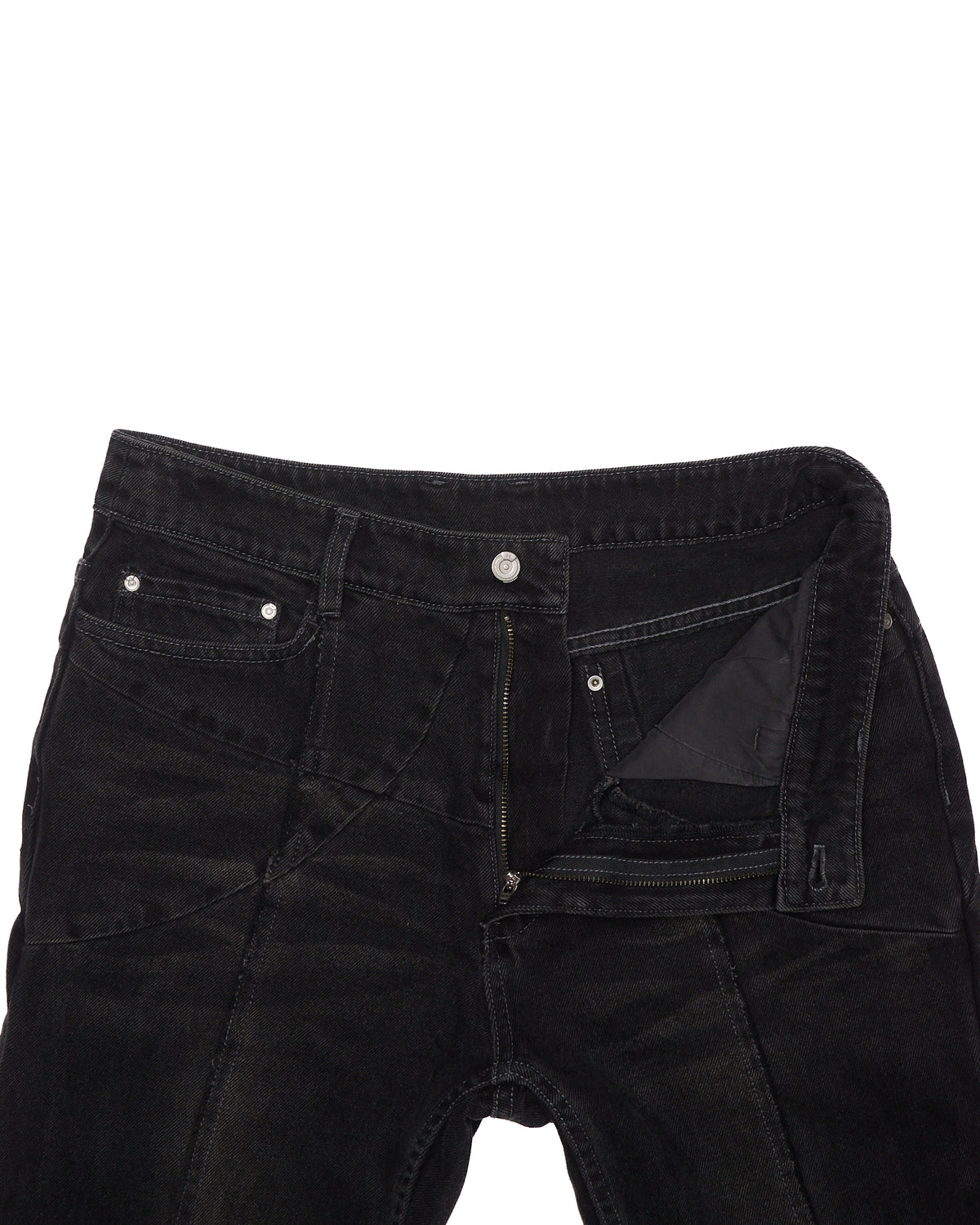 C2H4 Dark Gray Panel Seam Straight Denim