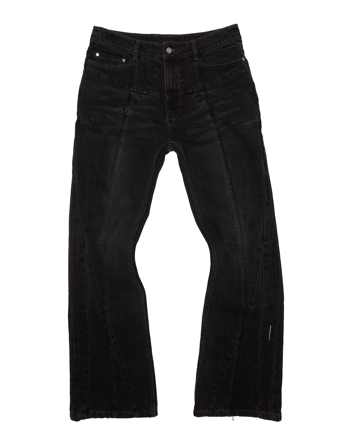C2H4 Dark Gray Panel Seam Straight Denim