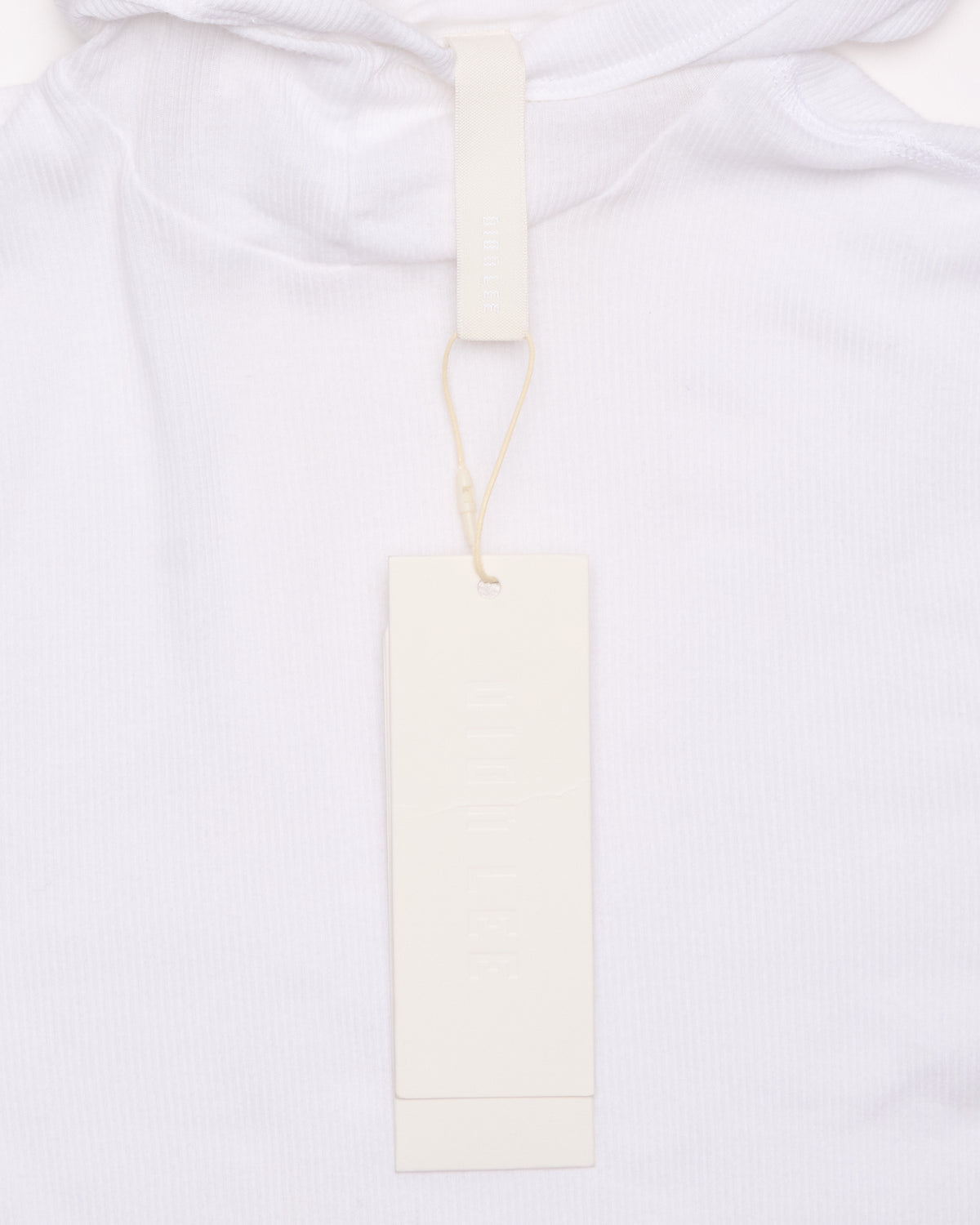 Dion Lee Sheer Ribbed White Cotton Hooded Long Sleeve