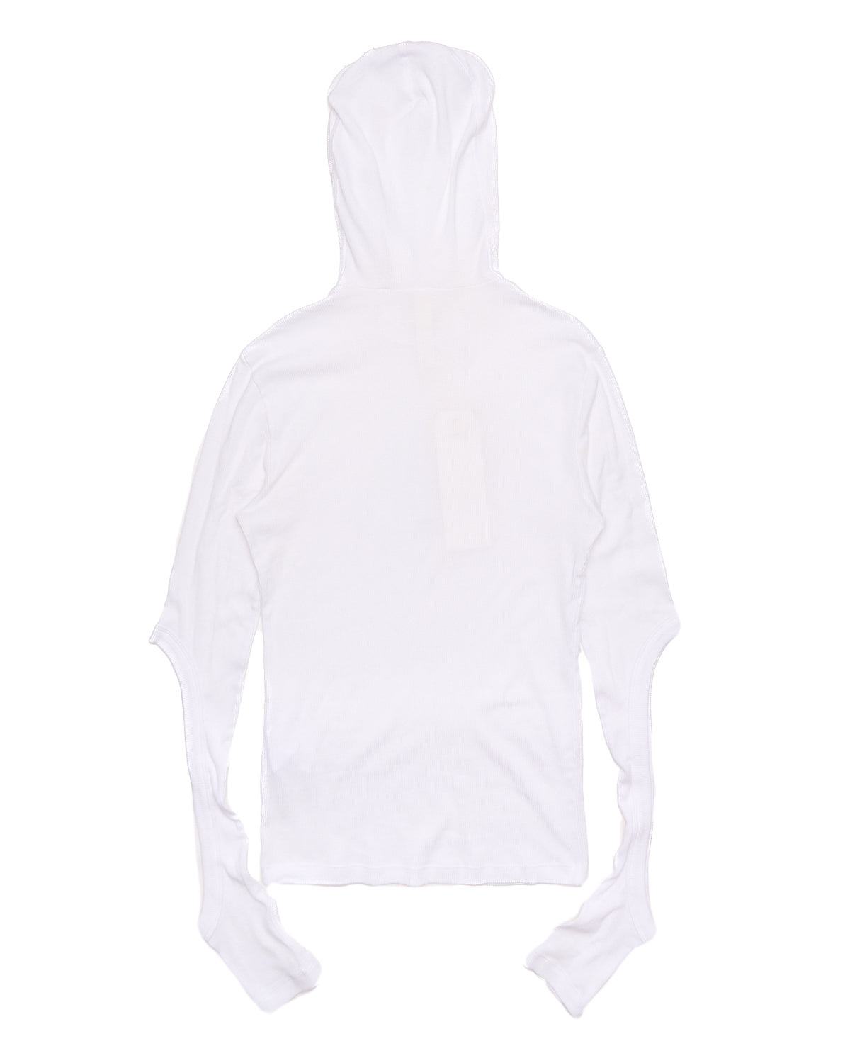 Dion Lee Sheer Ribbed White Cotton Hooded Long Sleeve