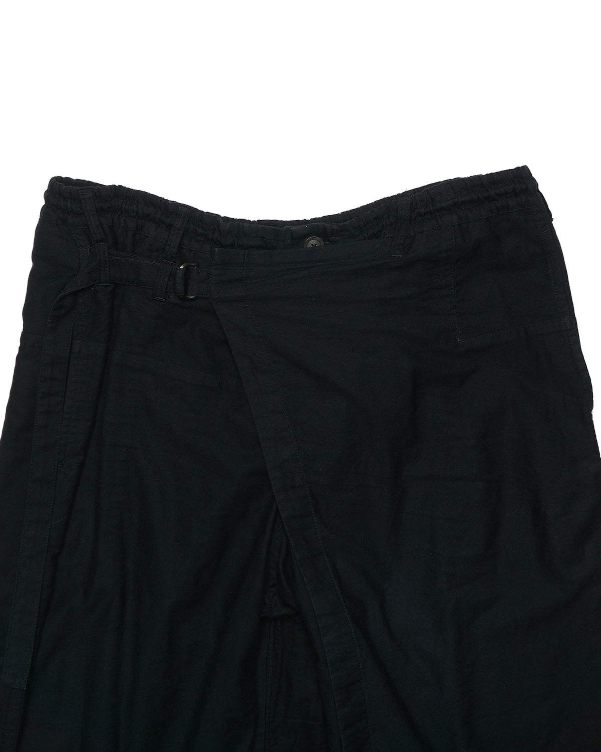 S/S20 Yohji Yamamoto Pour Homme Black Cotton Twill Wrap Pants