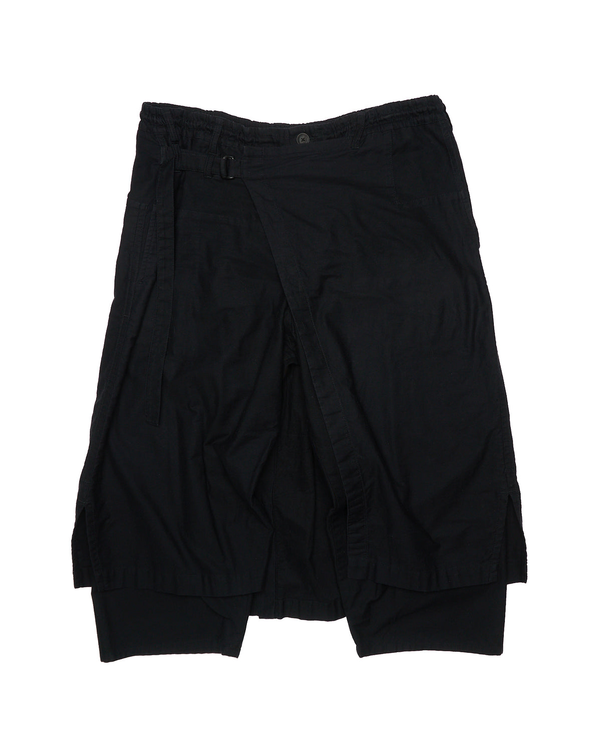 S/S20 Yohji Yamamoto Pour Homme Black Cotton Twill Wrap Pants
