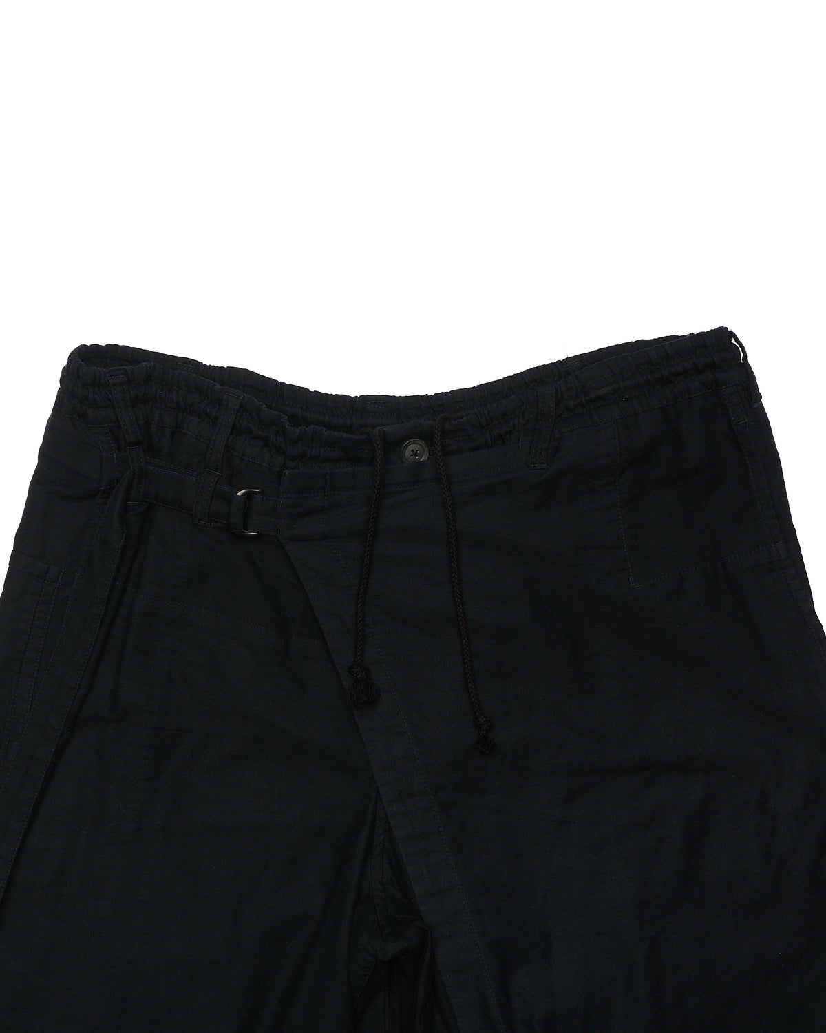 S/S20 Yohji Yamamoto Pour Homme Black Cotton Twill Wrap Pants