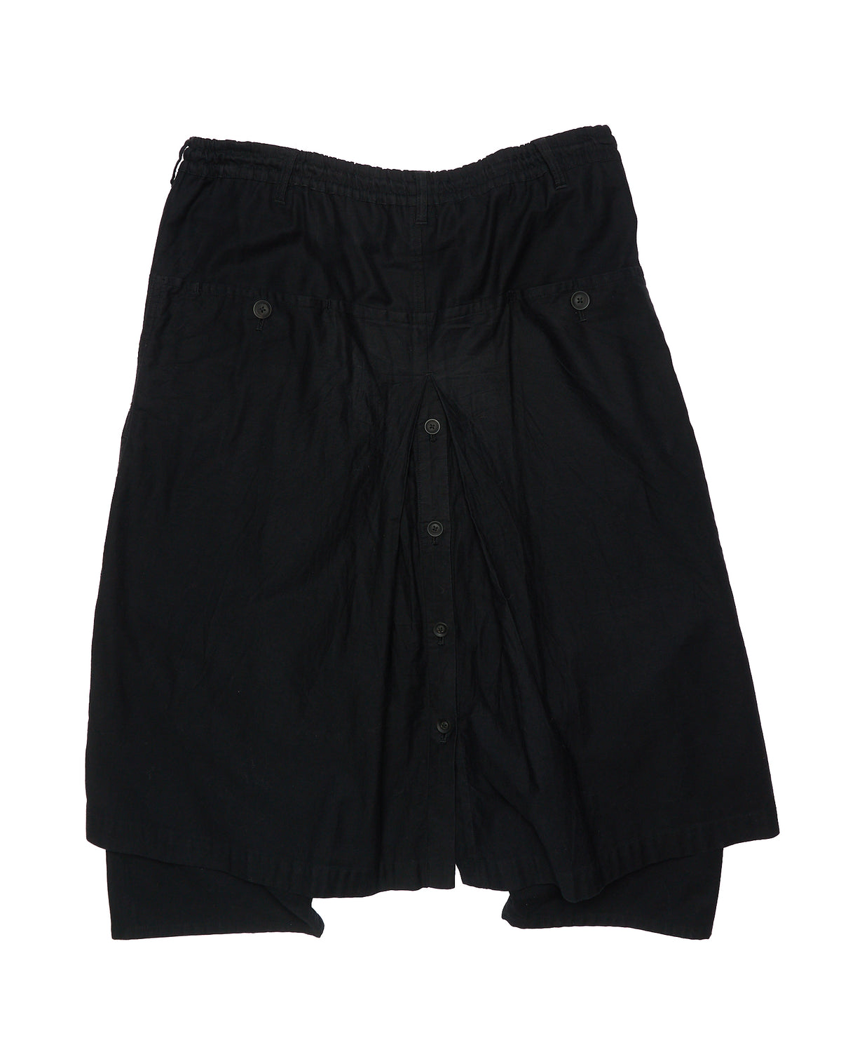 S/S20 Yohji Yamamoto Pour Homme Black Cotton Twill Wrap Pants