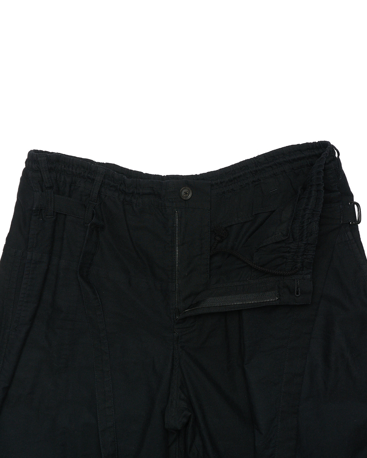 S/S20 Yohji Yamamoto Pour Homme Black Cotton Twill Wrap Pants