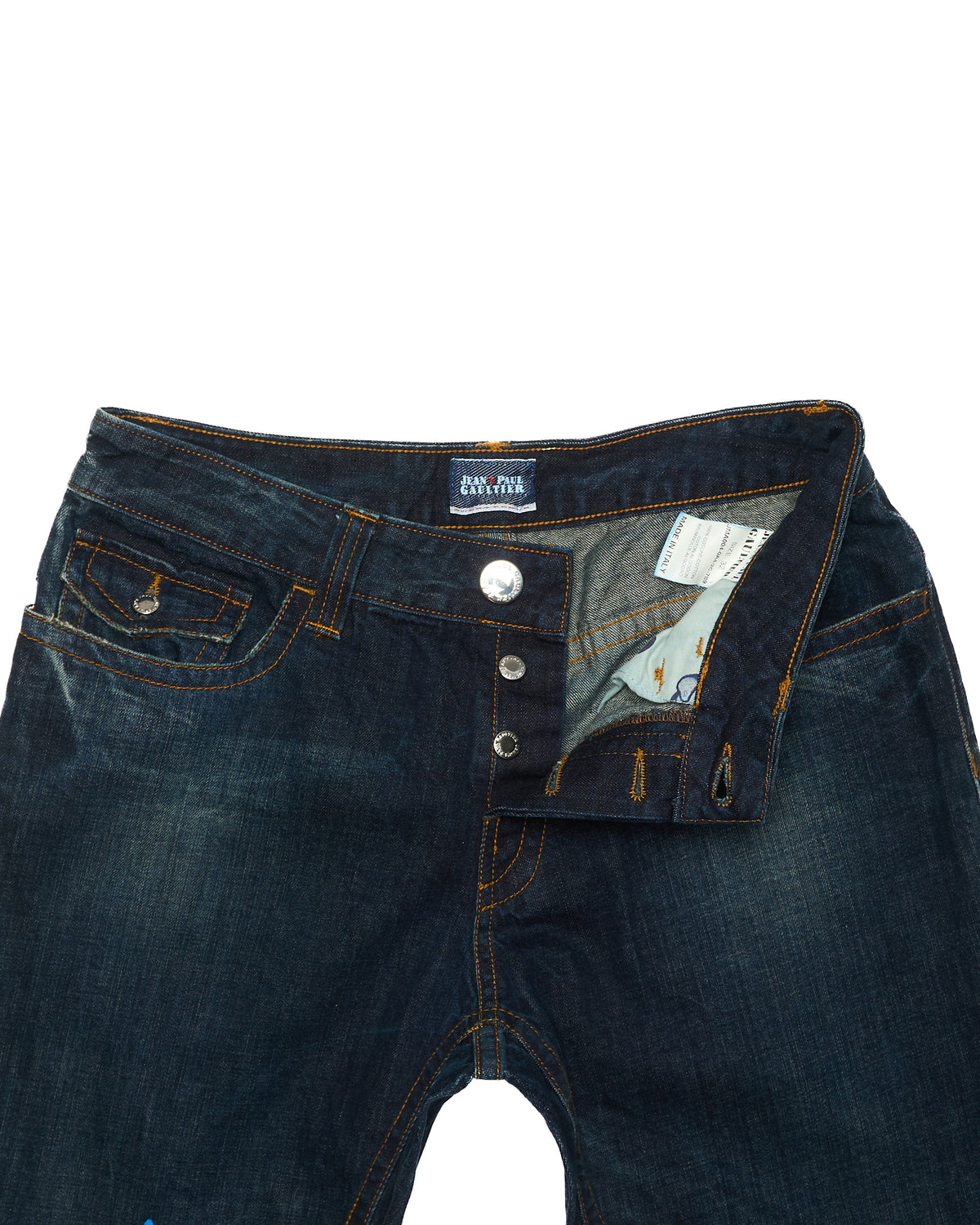 Early 00s Jean Paul Gaultier Paint Splatter Straight Leg Jeans