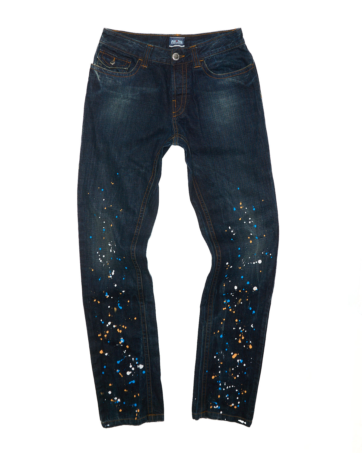 Early 00s Jean Paul Gaultier Paint Splatter Straight Leg Jeans