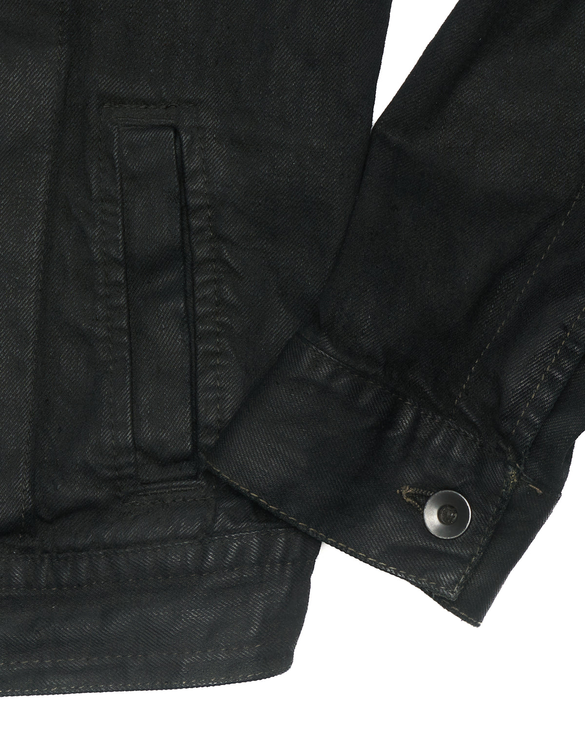 Early 00s Rick Owens DRKSHDW Black Waxed Denim Trucker Jacket