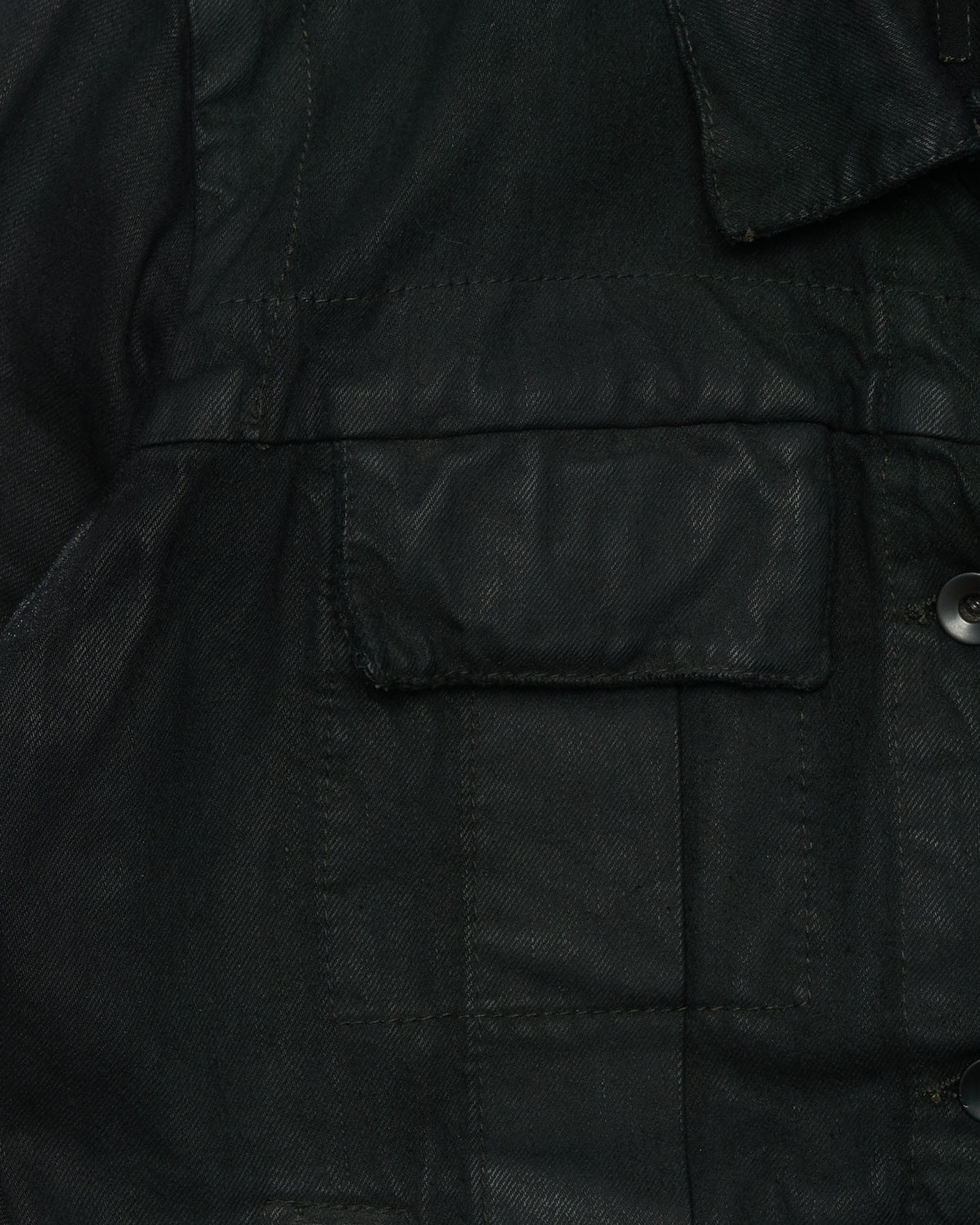 Early 00s Rick Owens DRKSHDW Black Waxed Denim Trucker Jacket