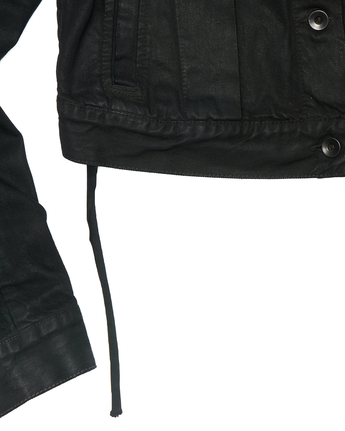 Early 00s Rick Owens DRKSHDW Black Waxed Denim Trucker Jacket
