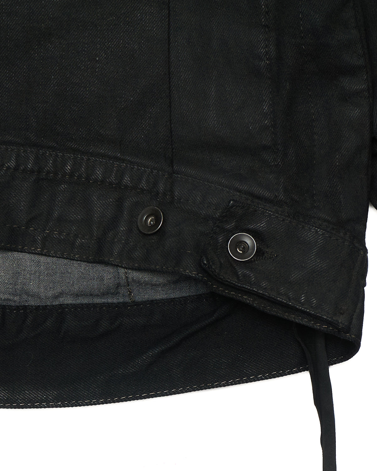 Early 00s Rick Owens DRKSHDW Black Waxed Denim Trucker Jacket