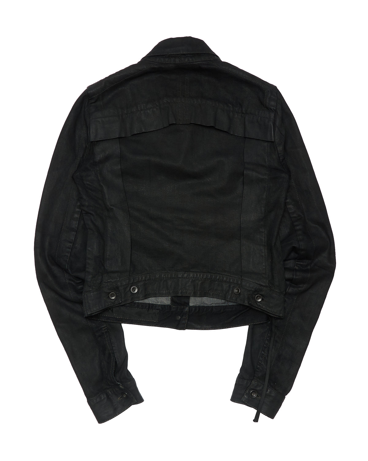 Early 00s Rick Owens DRKSHDW Black Waxed Denim Trucker Jacket