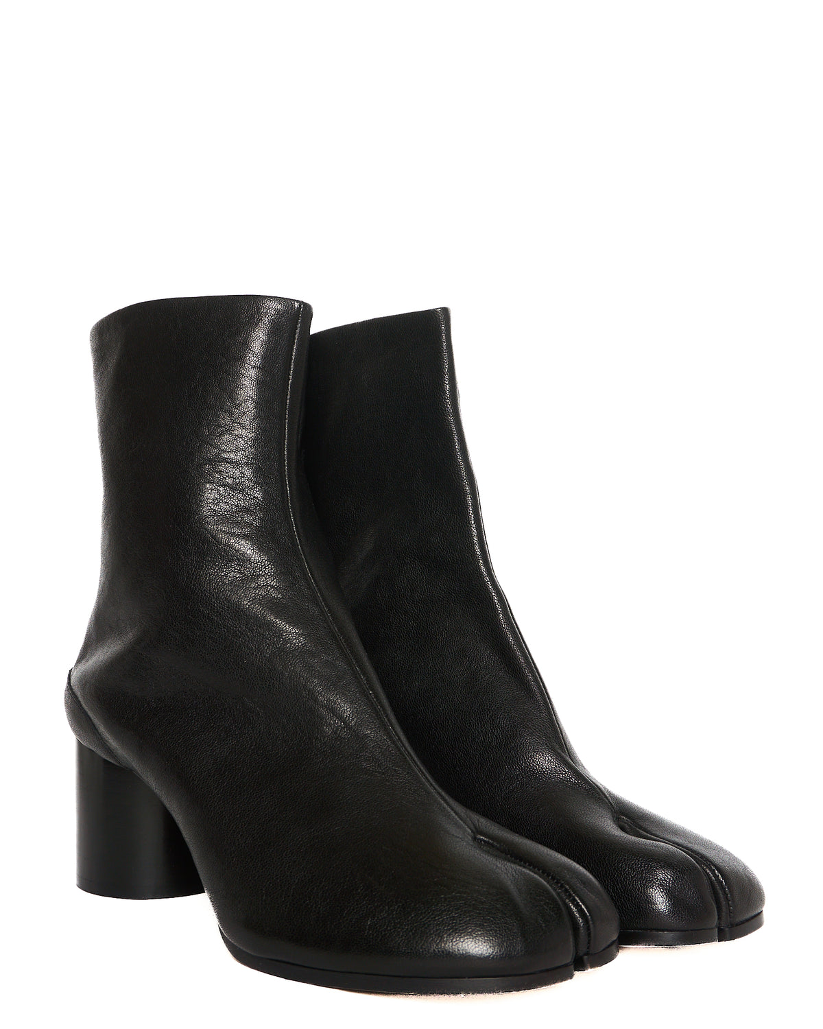Maison Margiela Black Leather Heeled Tabi Boots
