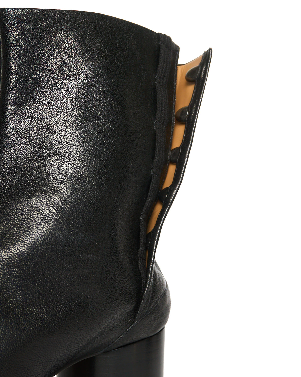 Maison Margiela Black Leather Heeled Tabi Boots