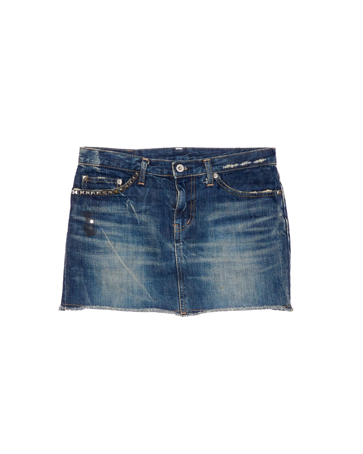 Early 00s Hysterics Studded Distressed Denim Mini Skirt