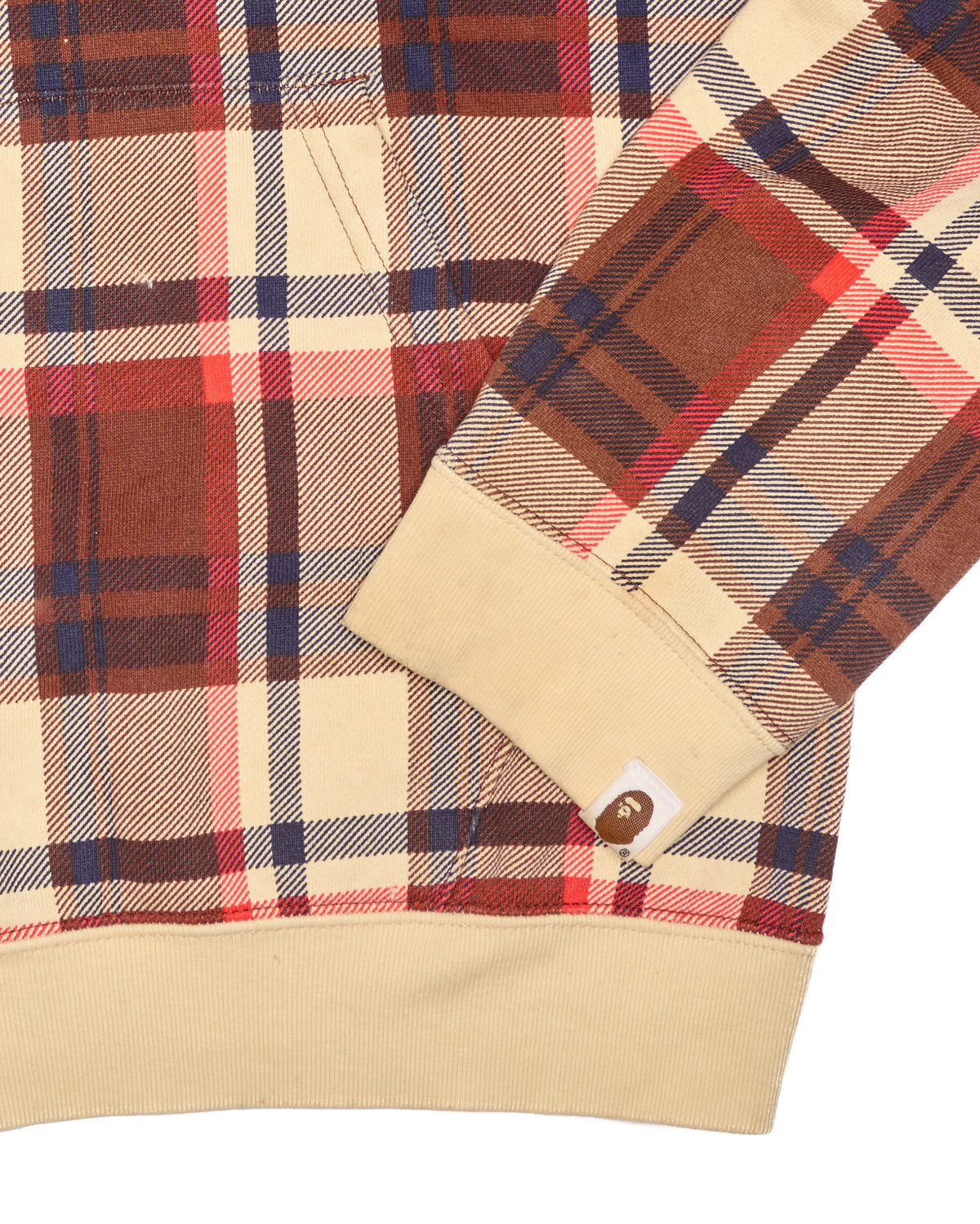 ‘08 BAPE Brown/Red Plaid Shark Full-Zip Hoodie