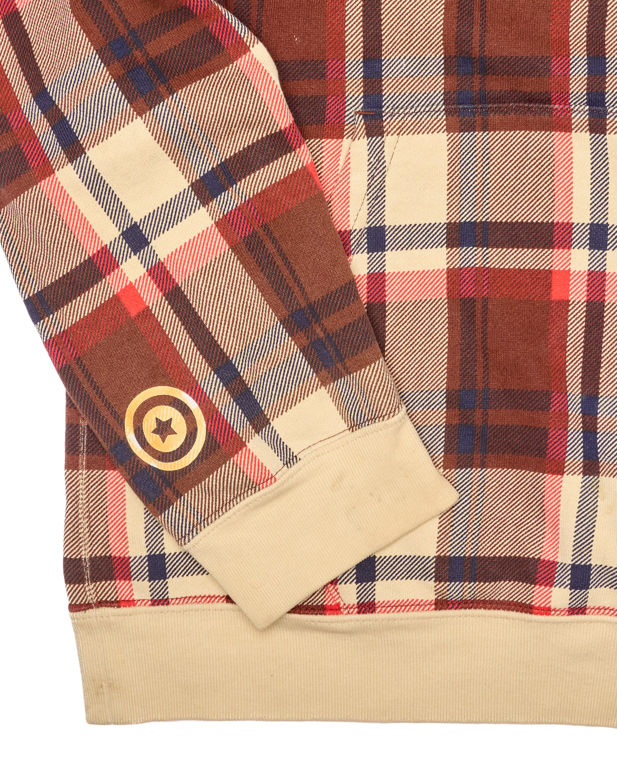 ‘08 BAPE Brown/Red Plaid Shark Full-Zip Hoodie