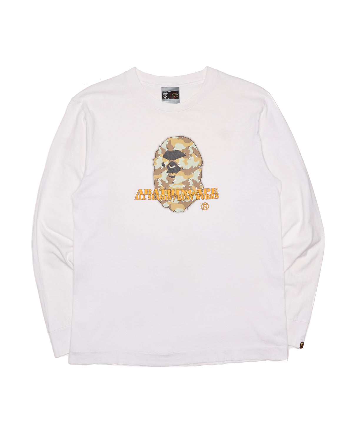 ‘99 BAPE Angry Ape Camo Head White Longsleeve Shirt