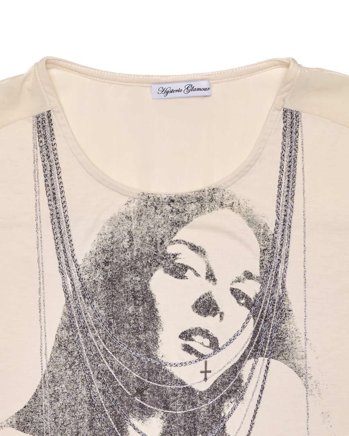 Hysteric Glamour Beige Graphic Chain Appliqué Top