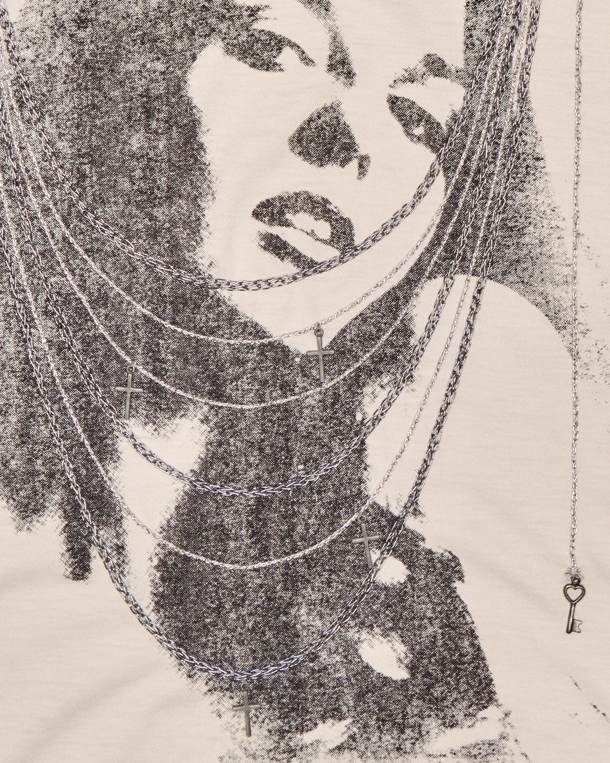 Hysteric Glamour Beige Graphic Chain Appliqué Top