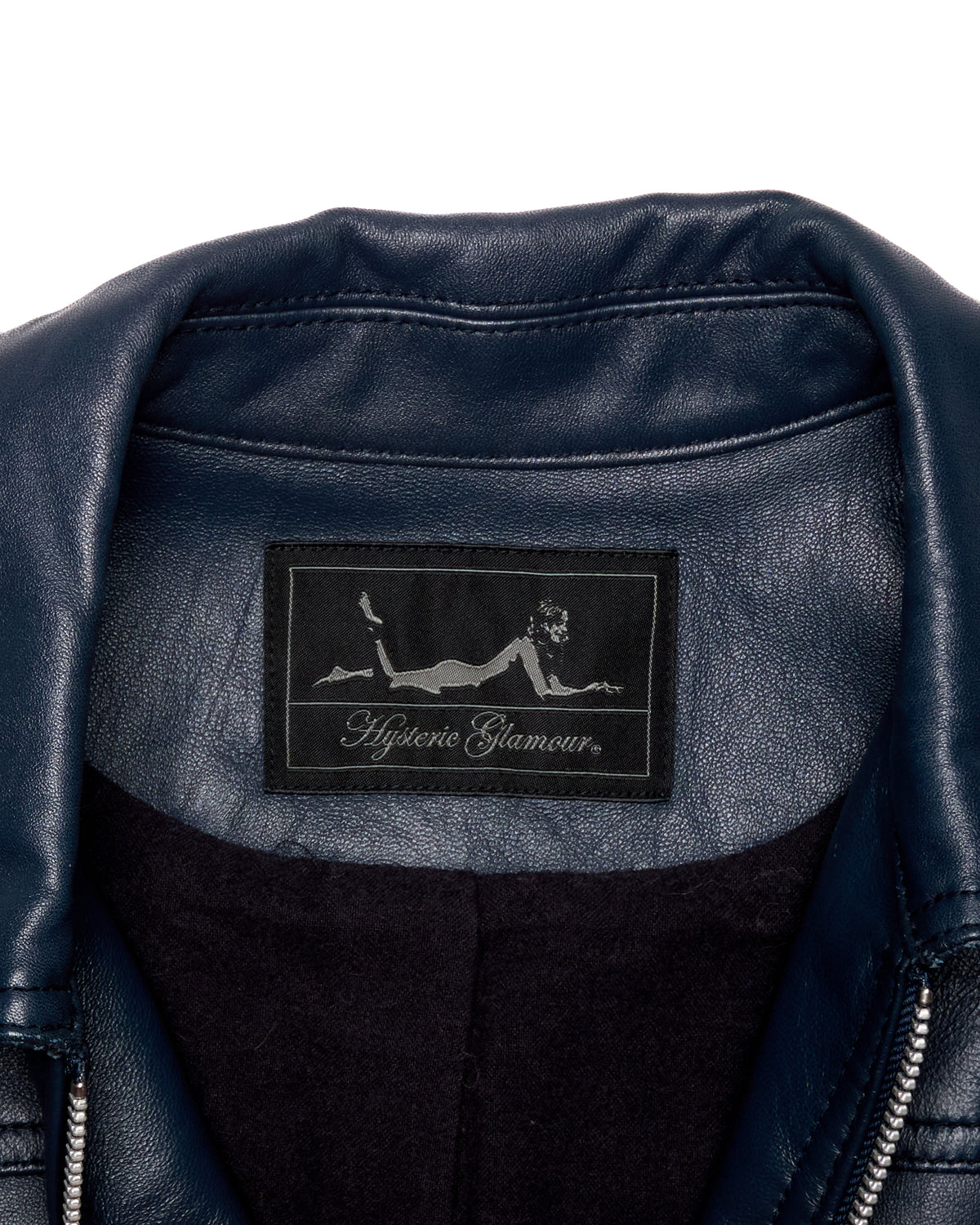 Late 2010s Hysteric Glamour Lambskin Midnight Navy Leather Flight Jacket