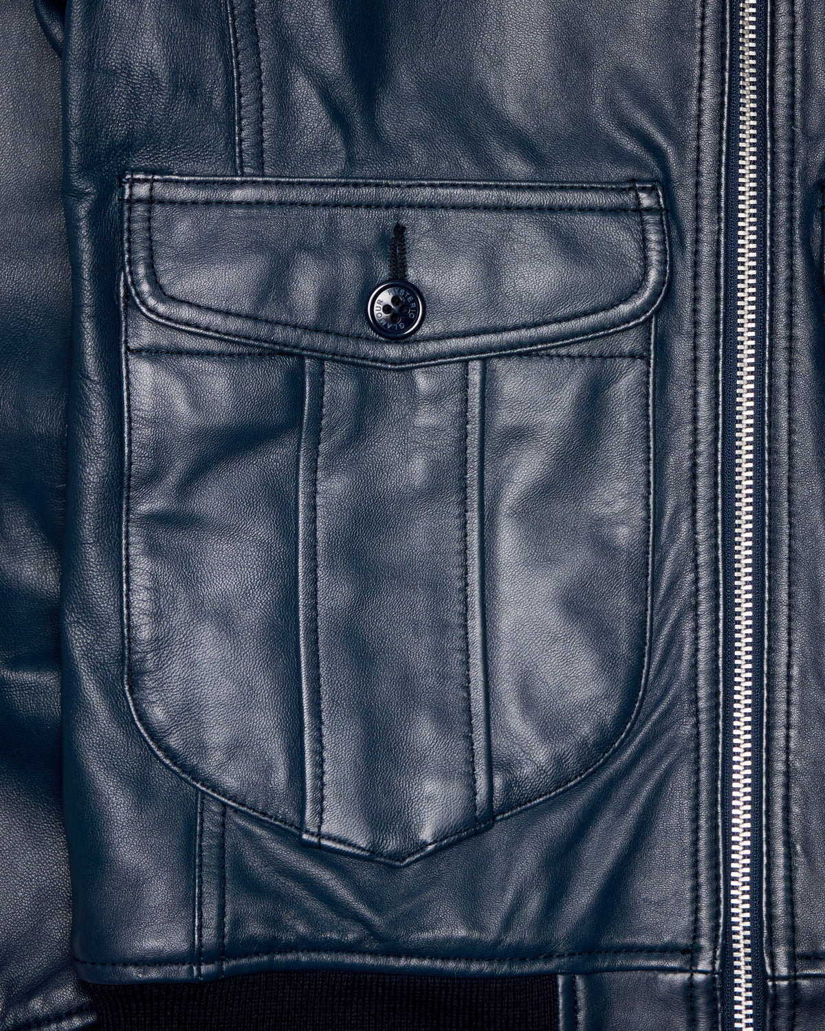 Late 2010s Hysteric Glamour Lambskin Midnight Navy Leather Flight Jacket