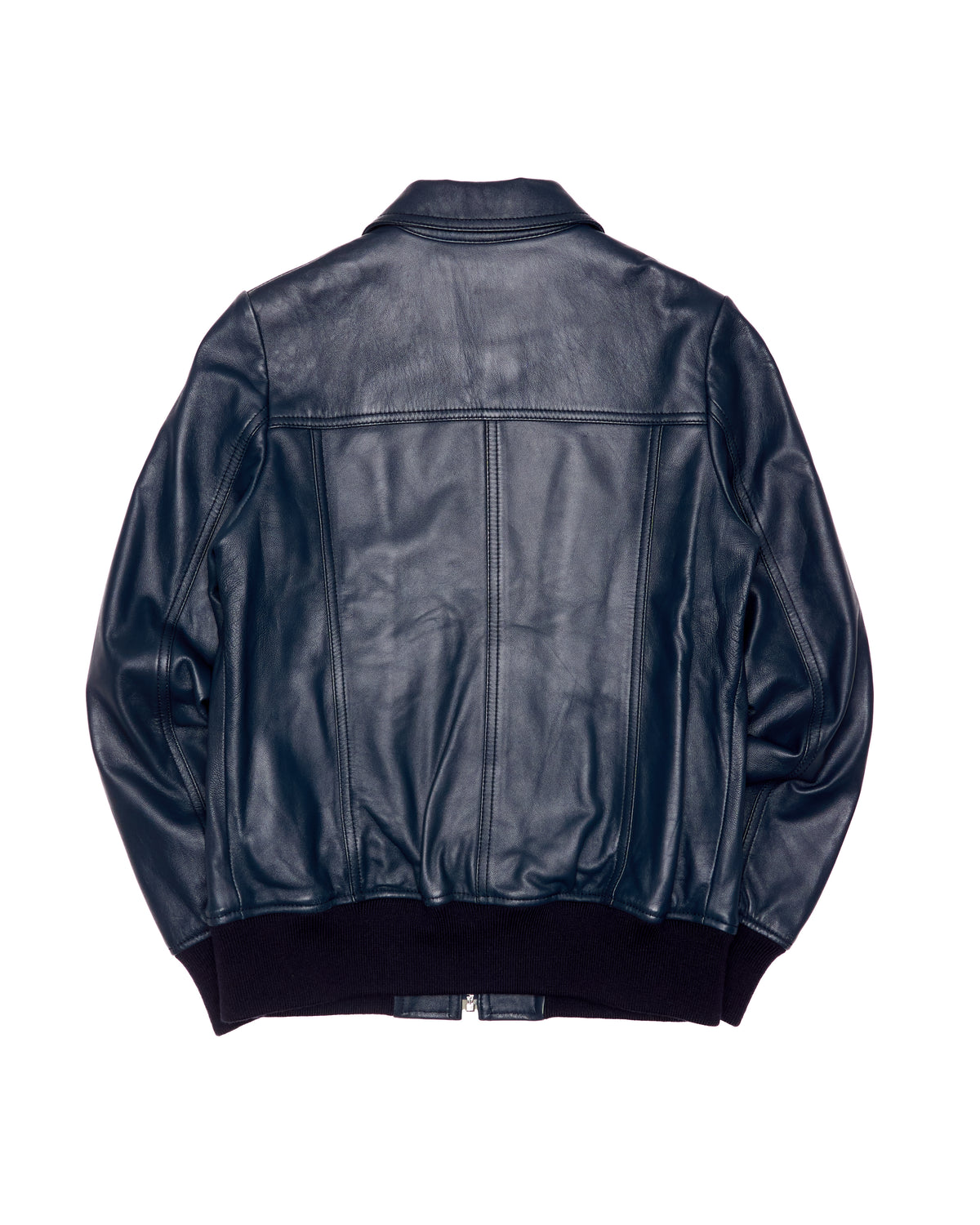 Late 2010s Hysteric Glamour Lambskin Midnight Navy Leather Flight Jacket