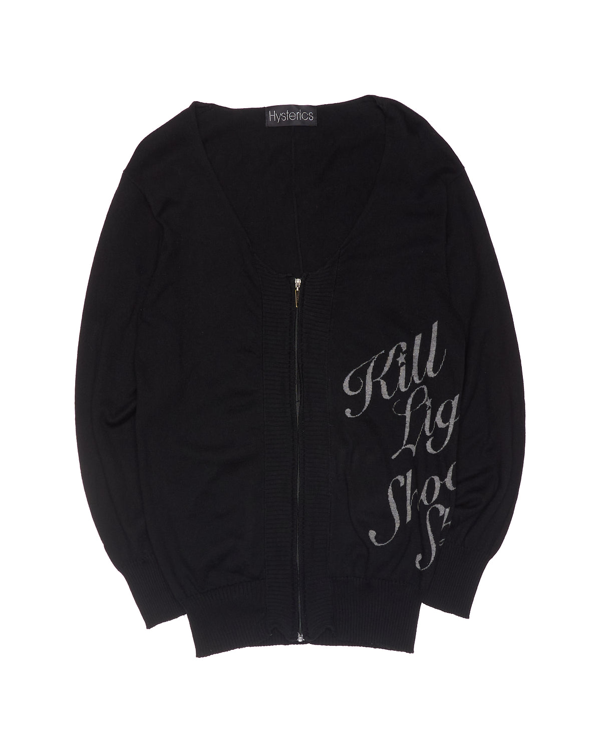 S/S99 Hysterics Black Cotton Knit Zip-Up Cardigan