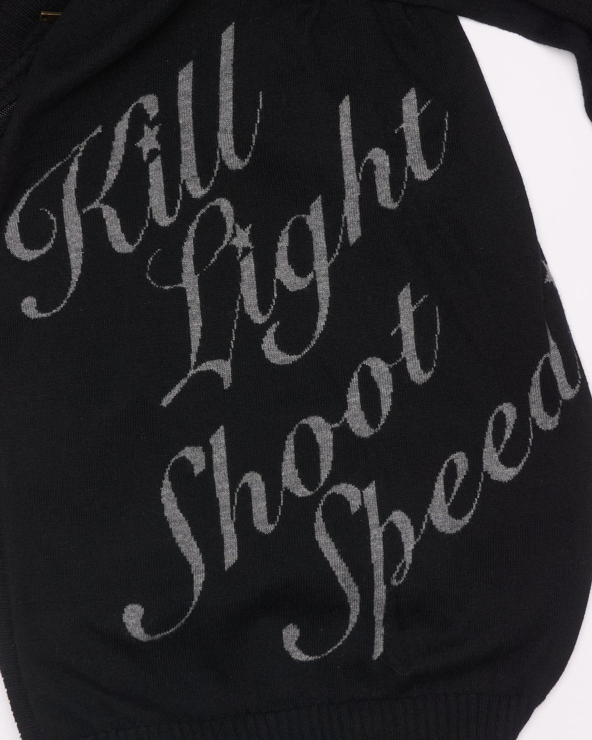 S/S99 Hysterics Black Cotton Knit Zip-Up Cardigan