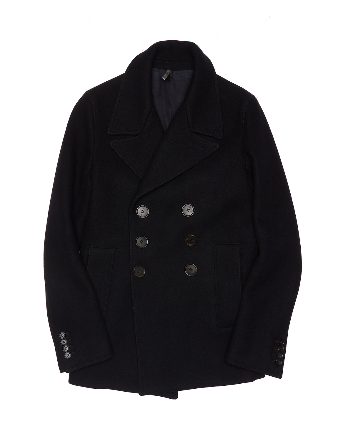 A/W06 Dior Homme by Hedi Slimane "These Grey Days" Black Wool Peacoat