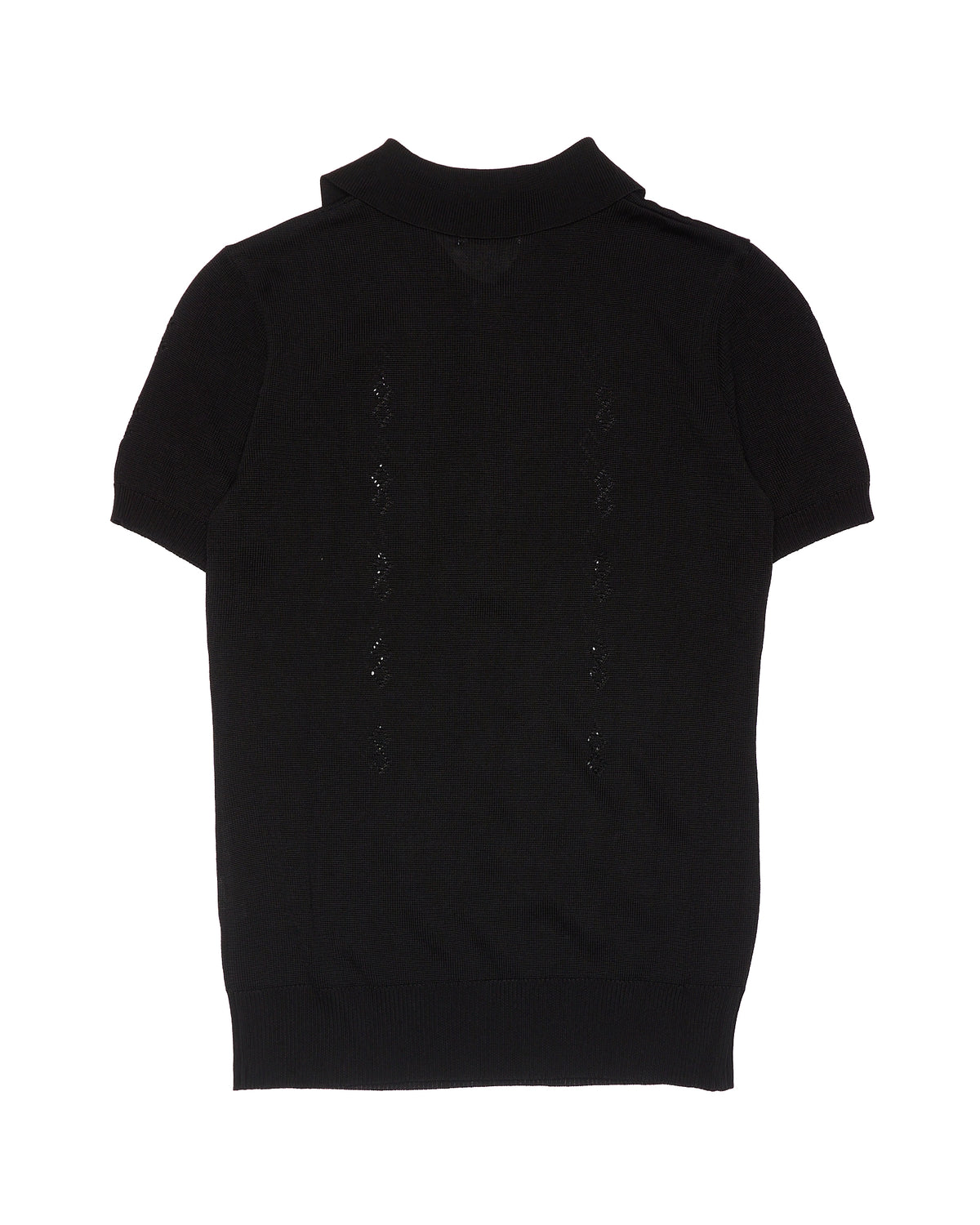 Early 00s Hysteric Glamour “Hysterics” Black Pointelle Knit Short Sleeve Polo Shirt