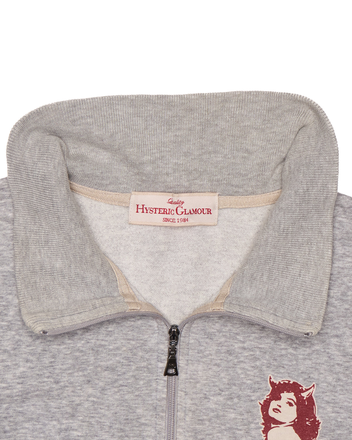00s Hysteric Glamour "Devil's Night" Grey Graphic Zip-Up Sweater