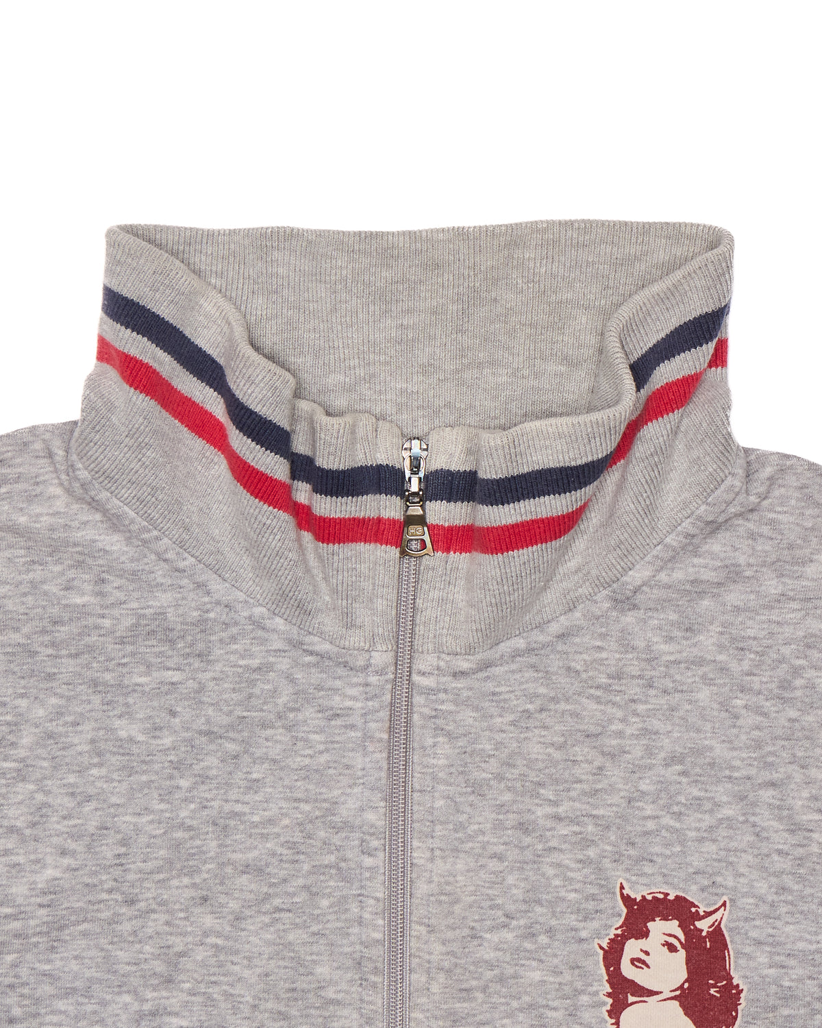 00s Hysteric Glamour "Devil's Night" Grey Graphic Zip-Up Sweater