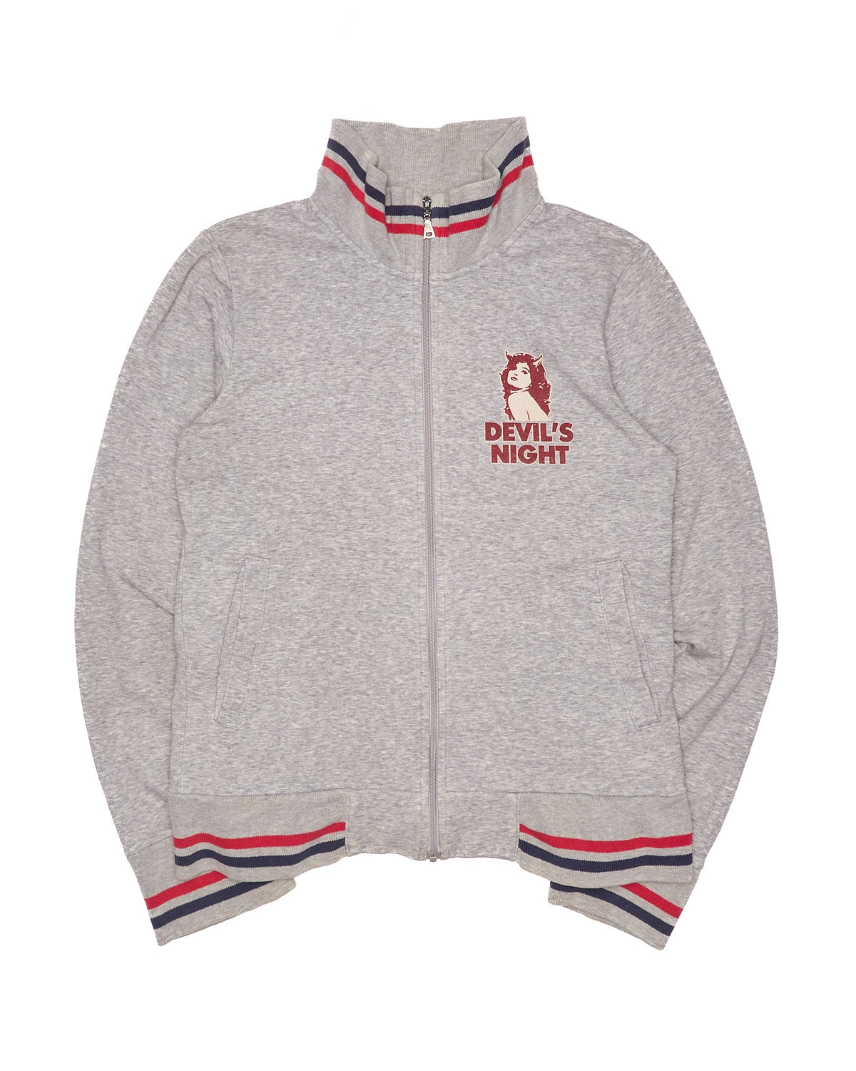 00s Hysteric Glamour "Devil's Night" Grey Graphic Zip-Up Sweater