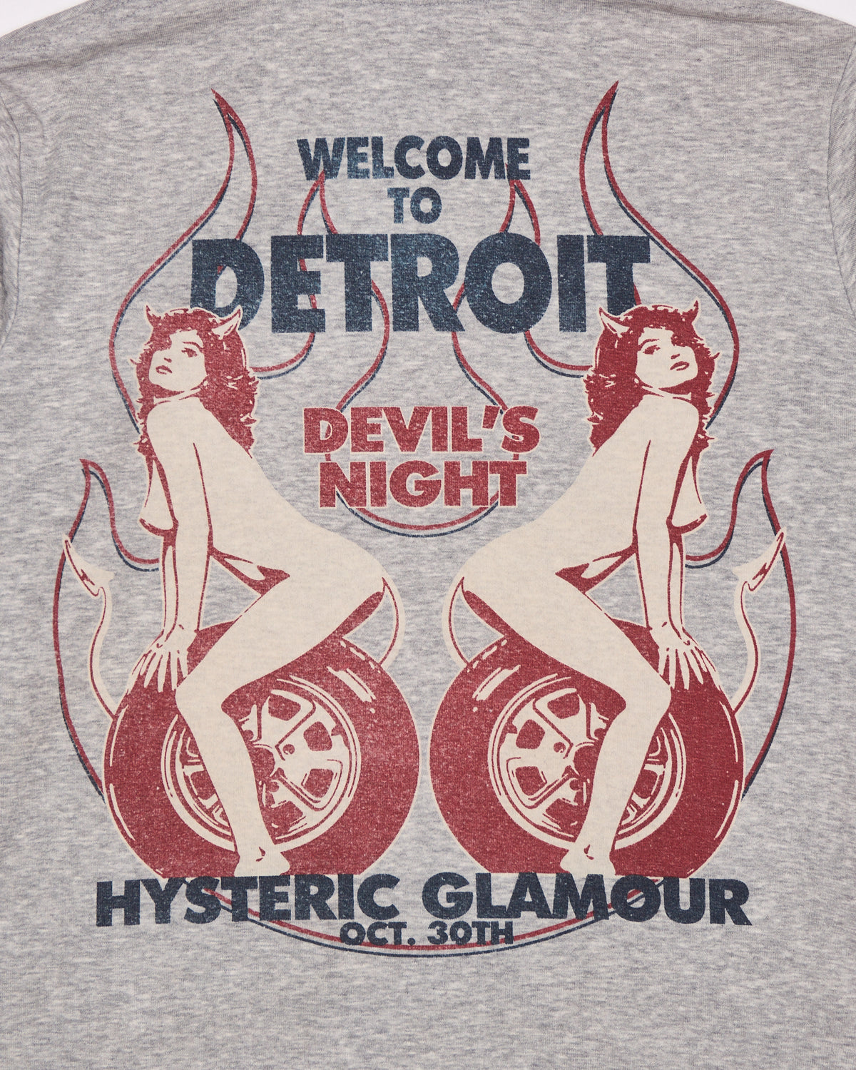 00s Hysteric Glamour "Devil's Night" Grey Graphic Zip-Up Sweater