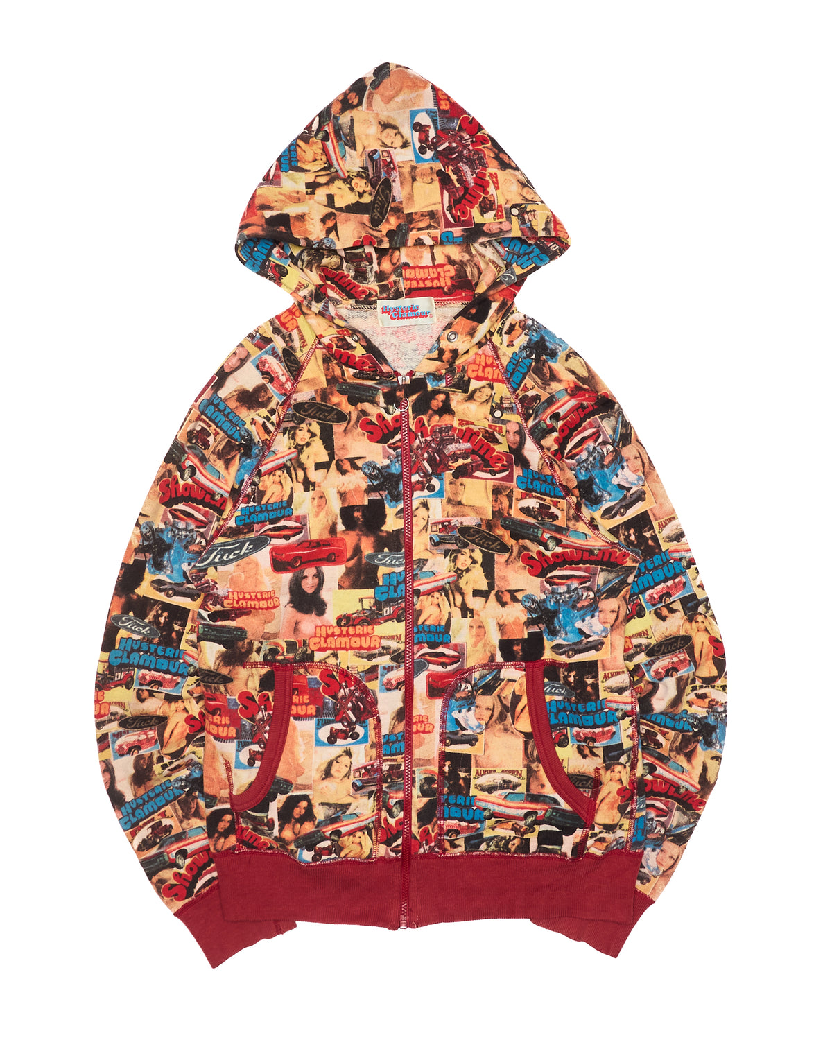 00s Hysteric Glamour Nude All-Over Graphic Print Hooded Zip-Up